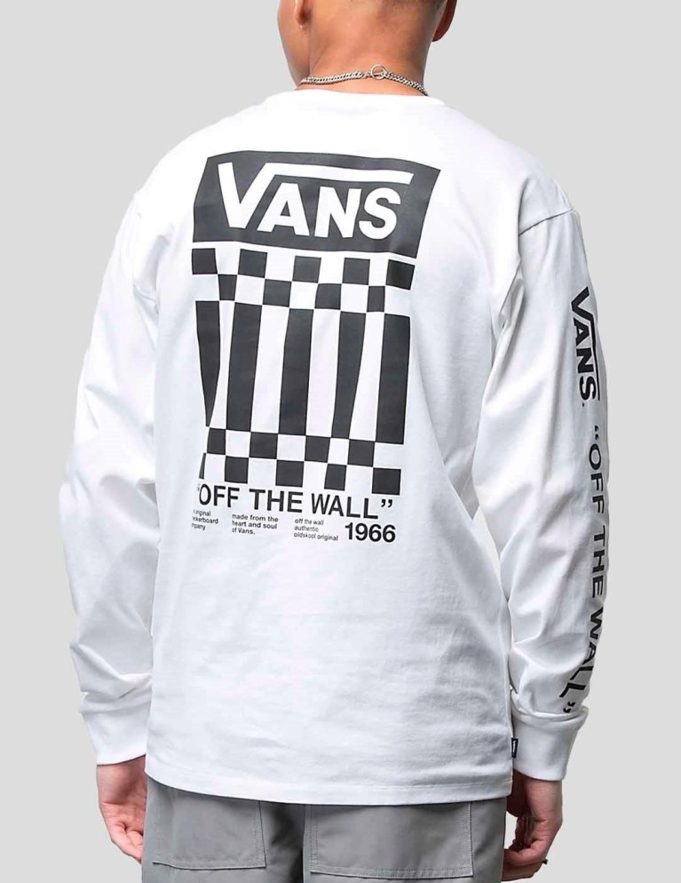 T-shirt VANS off the wall ls check grapih white